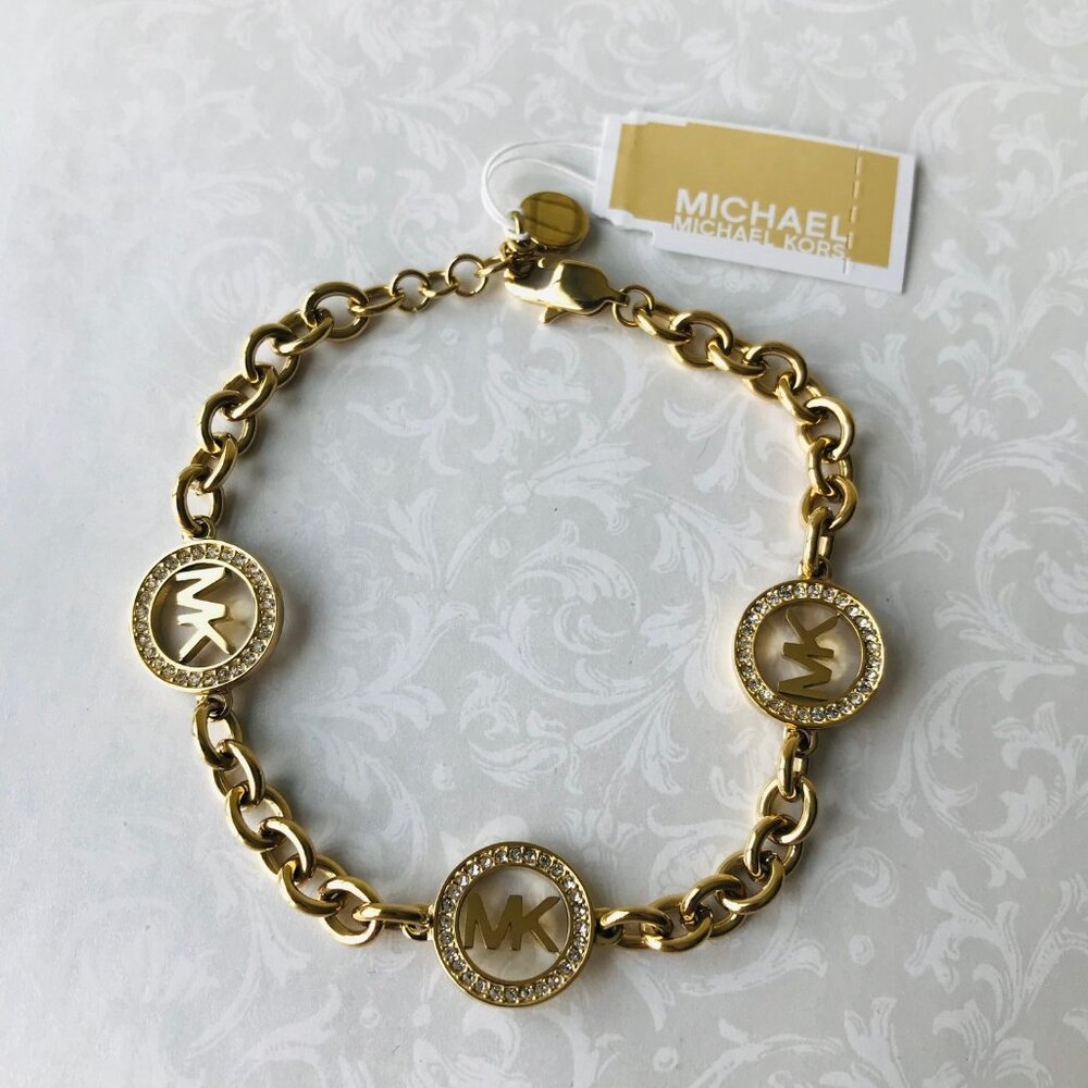 Michael Kors Crystal Fulton Chain Logo Bracelet MKJ4729710
